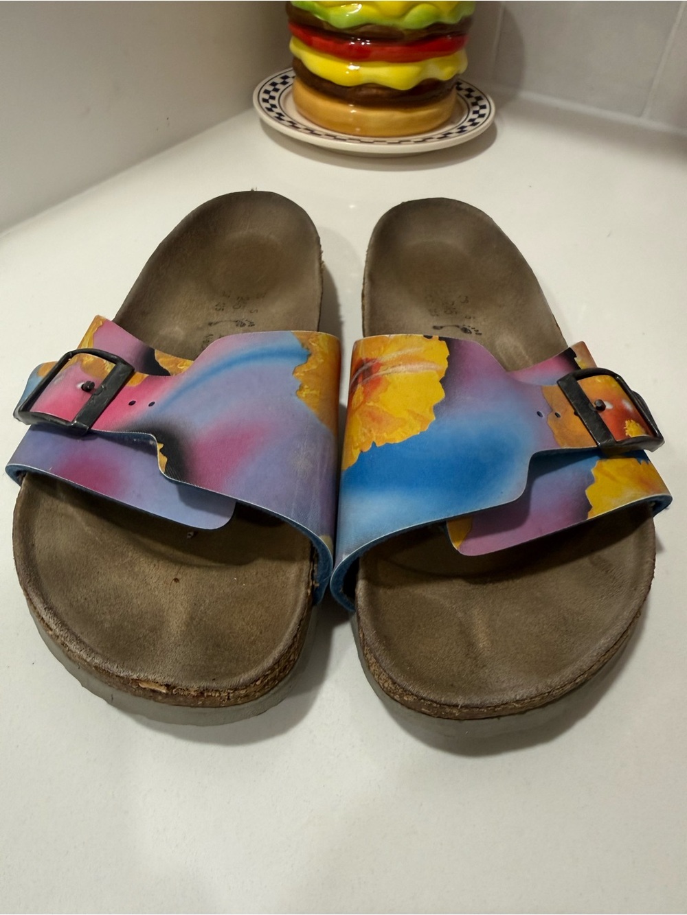 Birkenstock Papillio Catalina Sandals Womens 38 / US 7 Hibiscus Blue Floral